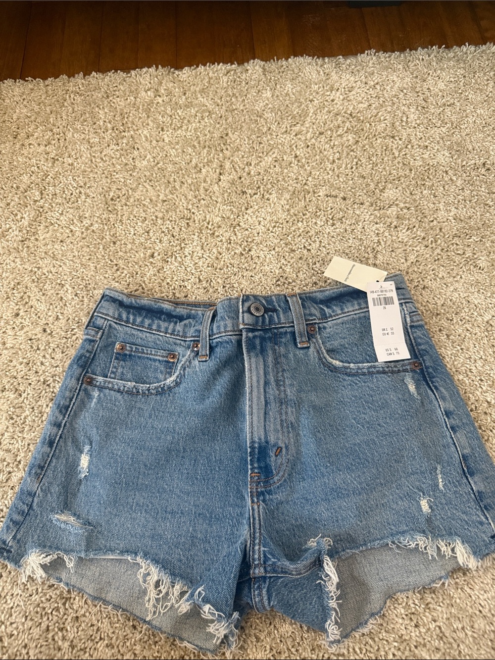 Abercrombie & Fitch Light Blue Distressed Denim Shorts
